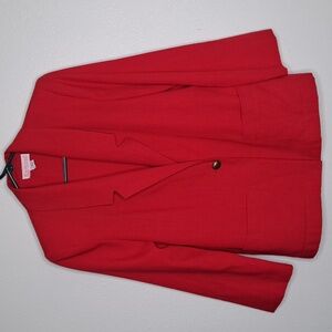 Vintage Block Island by Marina Pappas Red Blazer Suit Jacket 6 Petite Pockets